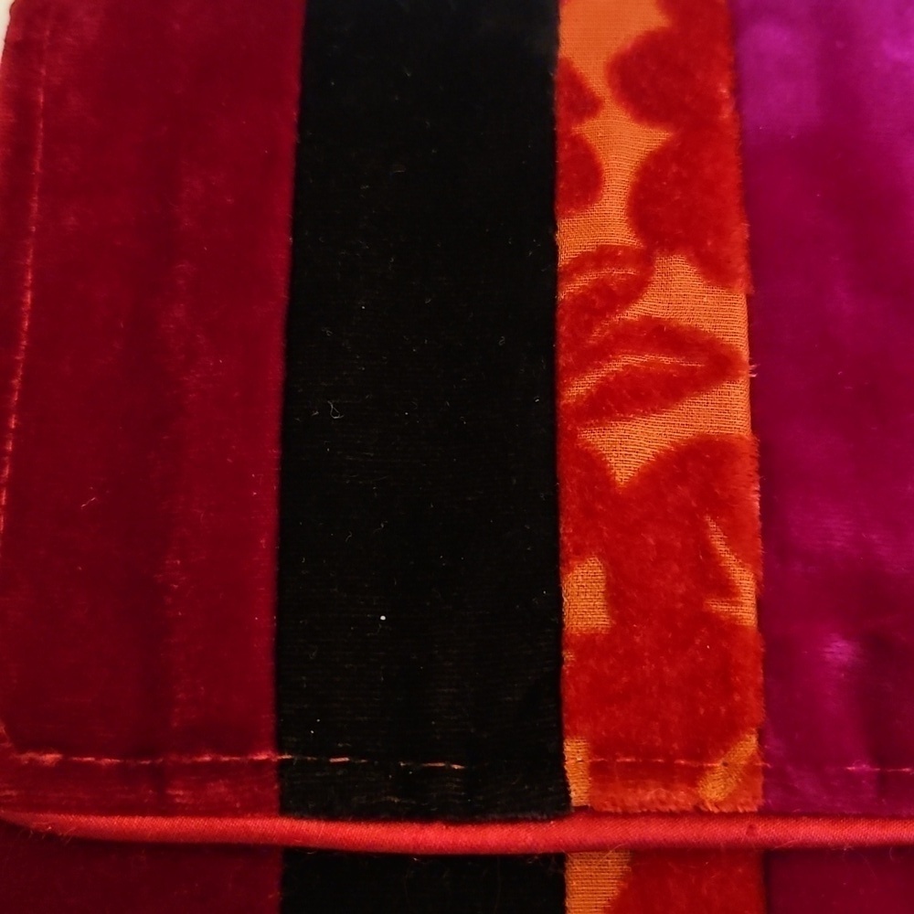 Vintage Multicolor Velvet Striped Carpet Envelope Clutch - Picture 5 of 11